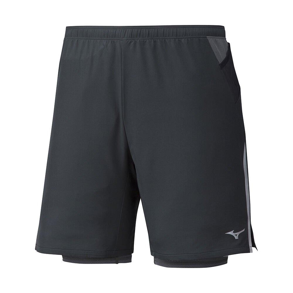 Mizuno Men's Shorts Black ER 7.5 2in1 Apparel - J2GB950809